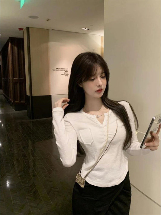 Women's T Shirts Plain Slim Sexy V Neck Novelties Goth Funny pullover Elegant Classy Tees