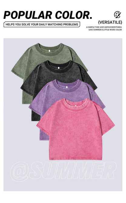 Solid Color Slim Casual Sport Short Sleevel Retro T-shirt