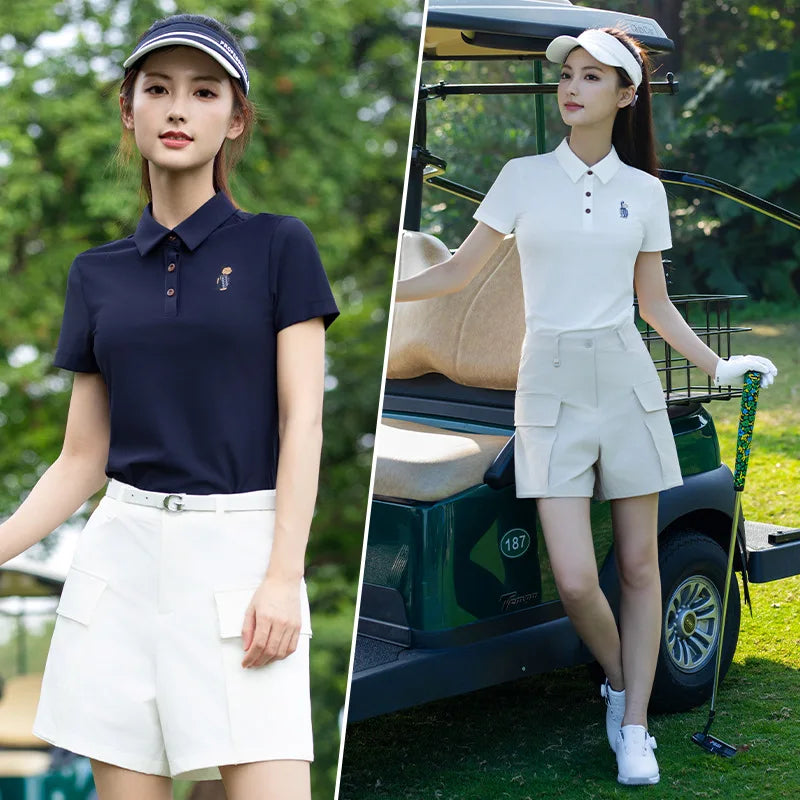 PGM Women's Golf Short Sleeved T-shirt  Breathable Polo Top Sportswear