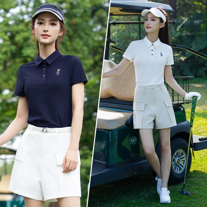 PGM Women's Golf Short Sleeved T-shirt  Breathable Polo Top Sportswear