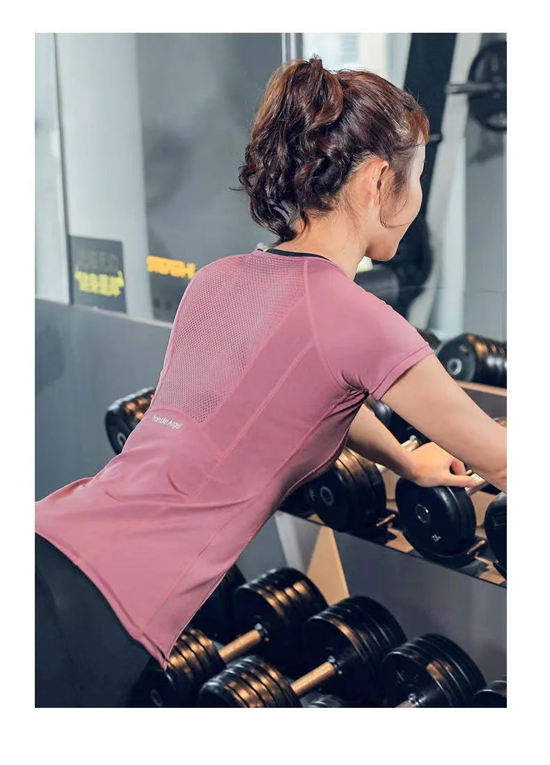 Ladies Sportswear Yoga Wear Quick Dry Seamless short sleeve Gym T-Shirt Tops