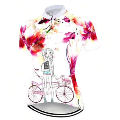 Cycling Jersey Short Sleeve Mountain Bike Shirt for Ladies