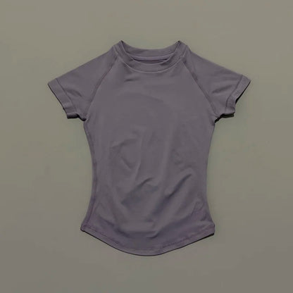 Solid Color Impact Short Sleeve T Shirts Gym Leotard Workout Sports Vest
