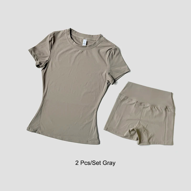 Sports Sets Fitness Hip-lifting Tight Top Short Sleeve