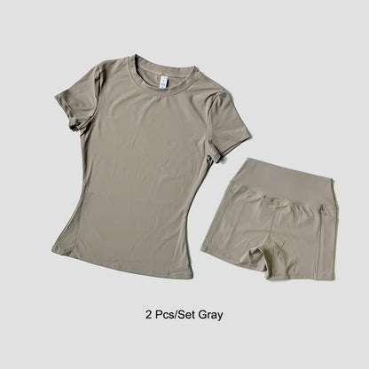 Sports Sets Fitness Hip-lifting Tight Top Short Sleeve
