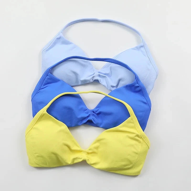 Strappy Bra Gym Top Women High Support Thin Strap Push up Bra