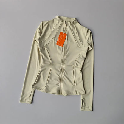 Outdoor Sports Long Sleeved Women Slim Quick Dry Zipper Cardigan Stand Up Collar Jacket