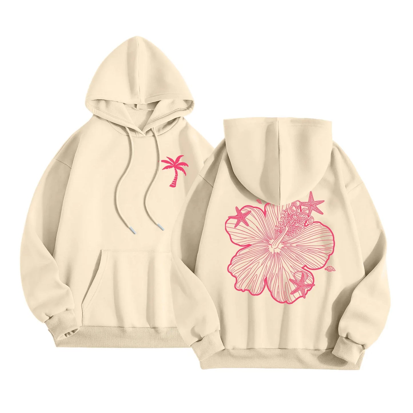 Hooded Sweatshirt Casual Long Sleeve Pullover Loose Autumn Long Sweatshirts Retro