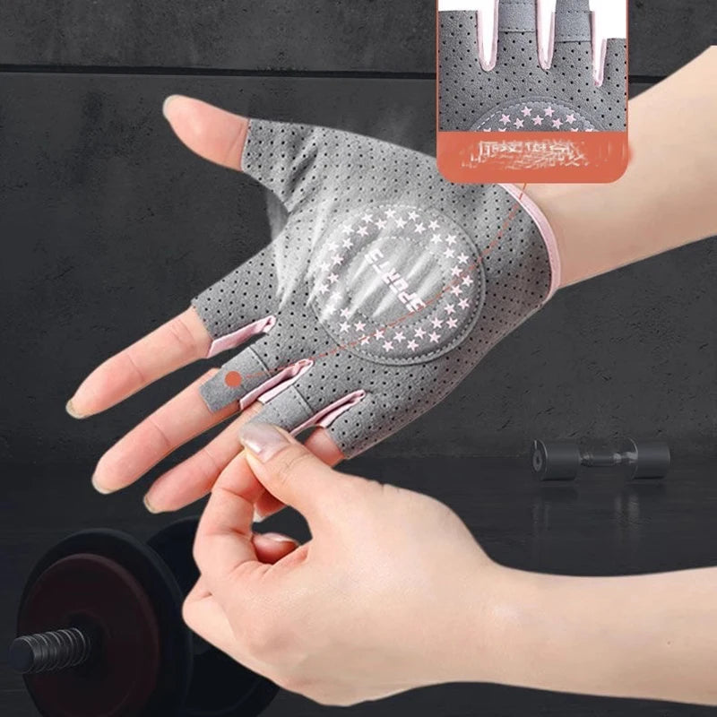 Women's fitness half finger gloves, anti slip, wear-resistant, anti cocoon bike sports cycling