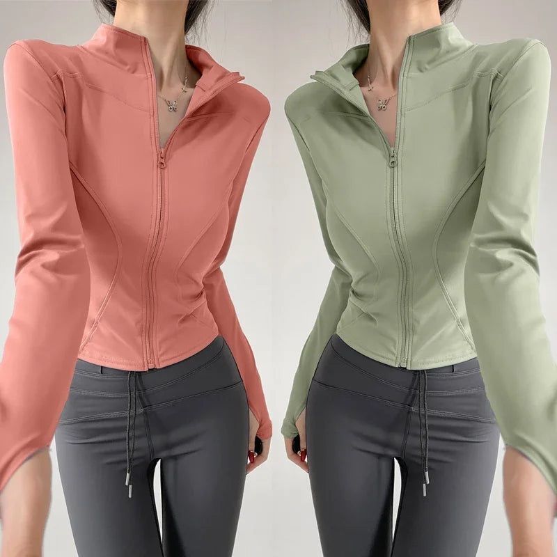 Quick Drying Sports Tight Top Yoga Jacket Long Sleeve S-3XL