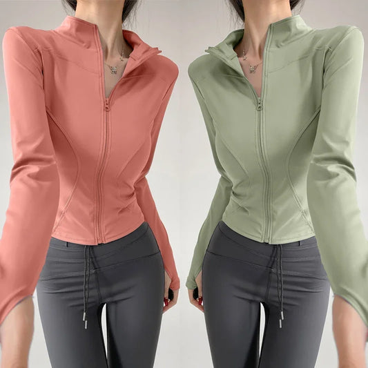 Quick Drying Sports Tight Top Yoga Jacket Long Sleeve S-3XL