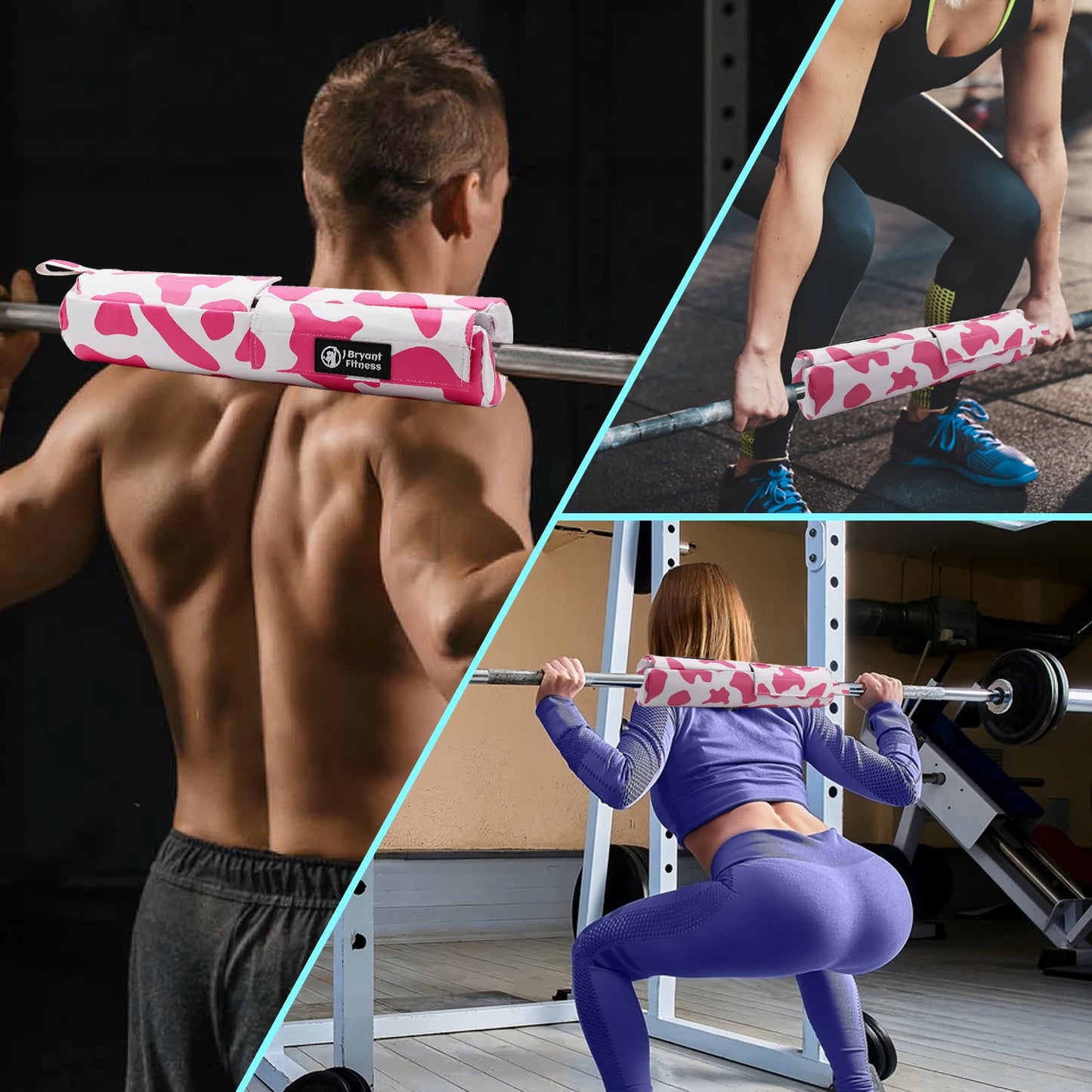 Cow Print Barbell Squat Pad Thick Foam PU Leather Padding for Neck Shoulder Protective Home Gym Weightlifting Training Equipment