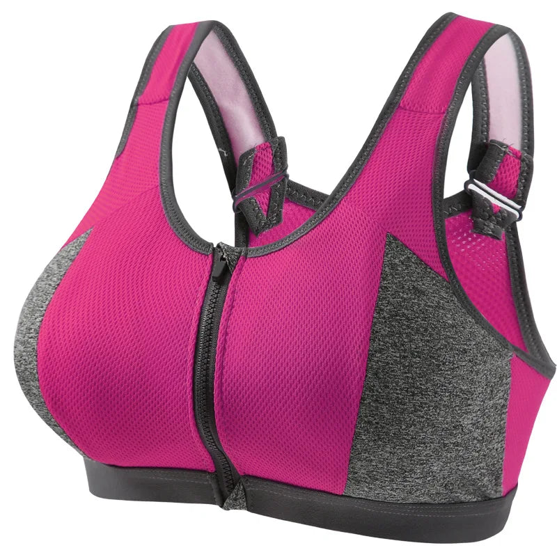 Yoga Sports Bra Push Up Sportwear Workout Vest for Women Front Zipper