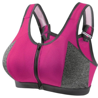 Yoga Sports Bra Push Up Sportwear Workout Vest for Women Front Zipper