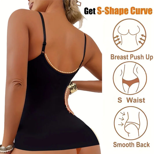 1pc Camisole Breathable Shapewear Tops Tummy Control Built In Bra Tank Shaping Body Shaper Slimming