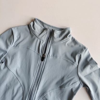 Outdoor Sports Long Sleeved Women Slim Quick Dry Zipper Cardigan Stand Up Collar Jacket