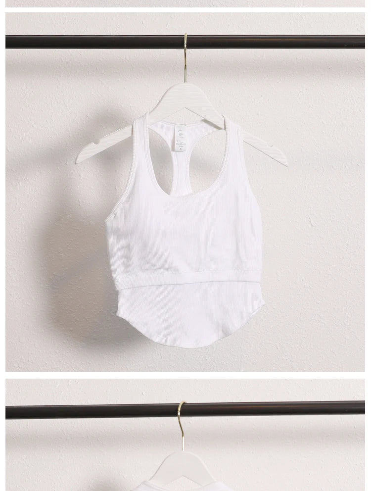 New Workout Backless Sport Tops Sleeveless Shirts Padded Sports Yoga Vest T-Shirt