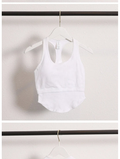 New Workout Backless Sport Tops Sleeveless Shirts Padded Sports Yoga Vest T-Shirt