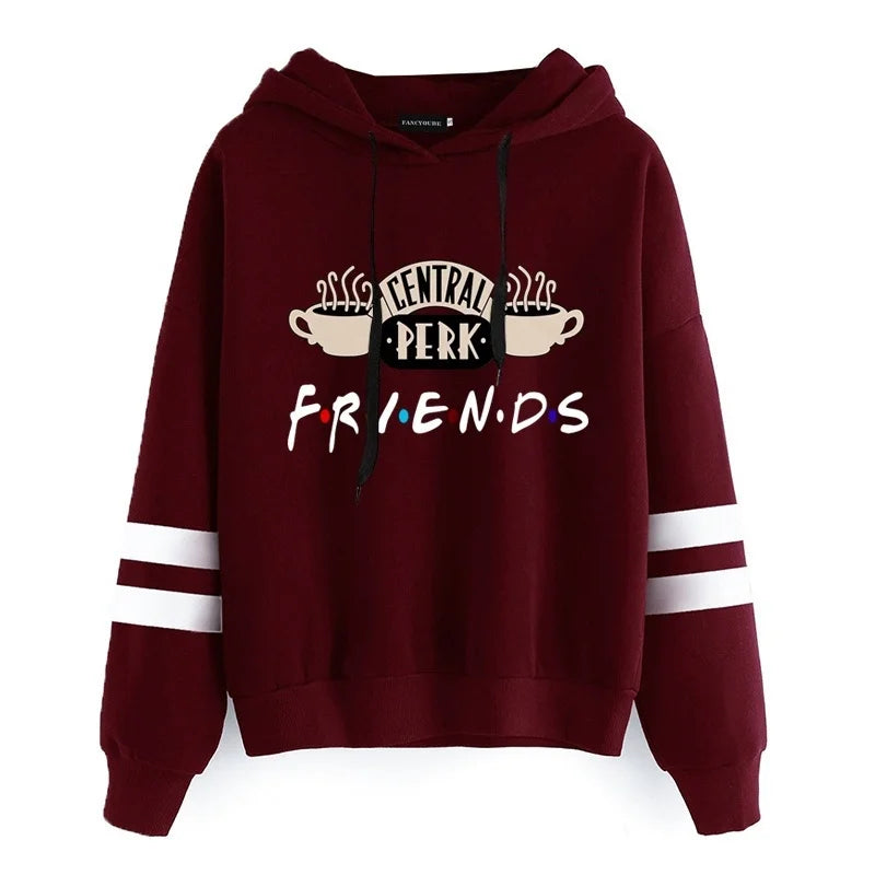 Women Friends TV Show Hooded Sweatshirt Cute Coffee Printing Autumn Winter Casual Pullover Hoodies