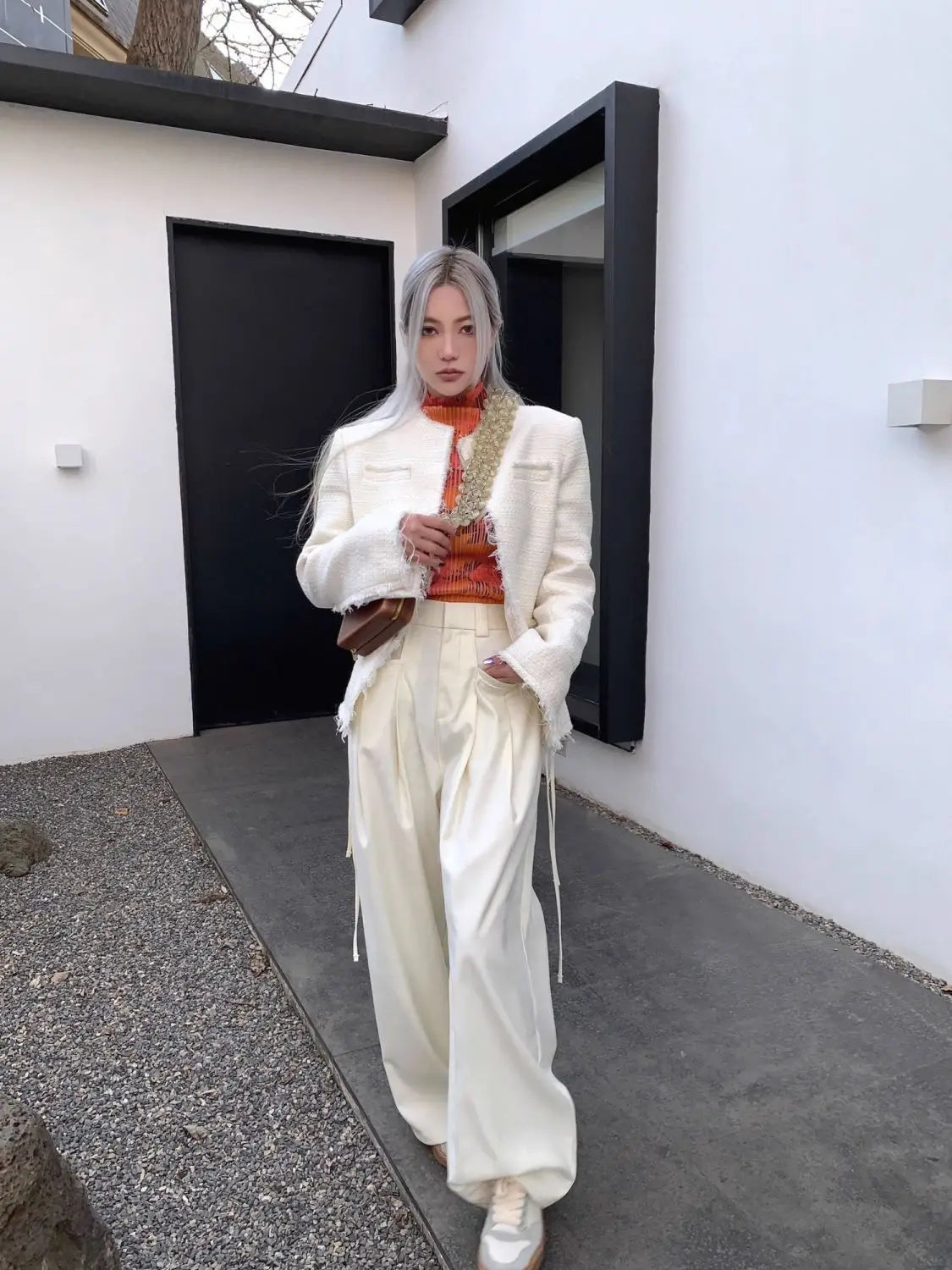 Casual Trousers New Strap Design High-waisted Slimming Loose Floor-like Wide-leg Pants