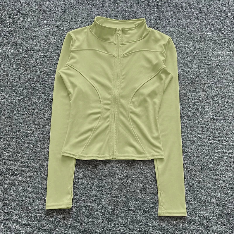 Women Sport Jacket Long Sleeve Shirt Workout Gym Training Clothing Yoga Sportswear