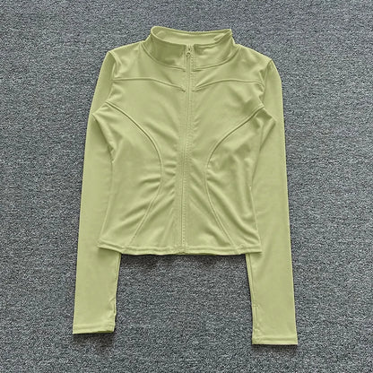 Women Sport Jacket Long Sleeve Shirt Workout Gym Training Clothing Yoga Sportswear