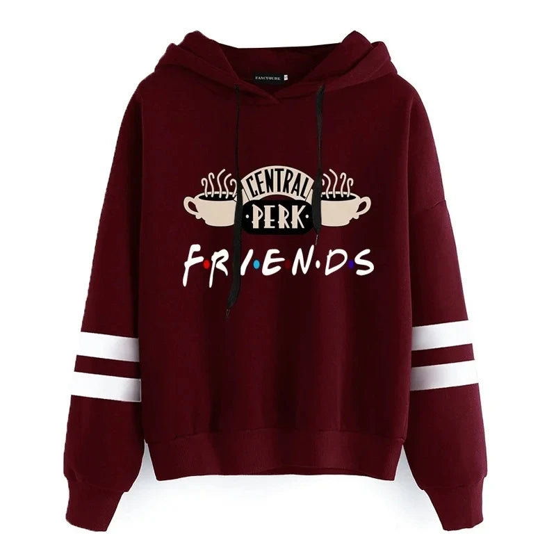 Women Friends TV Show Hooded Sweatshirt Cute Coffee Printing Autumn Winter Casual Pullover Hoodies
