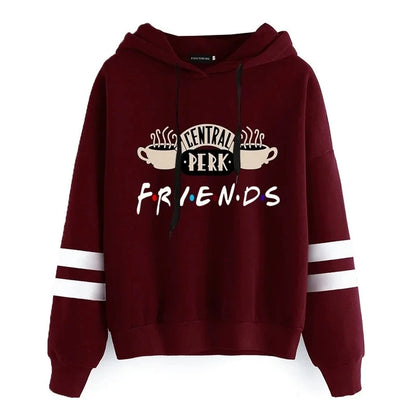 Women Friends TV Show Hooded Sweatshirt Cute Coffee Printing Autumn Winter Casual Pullover Hoodies