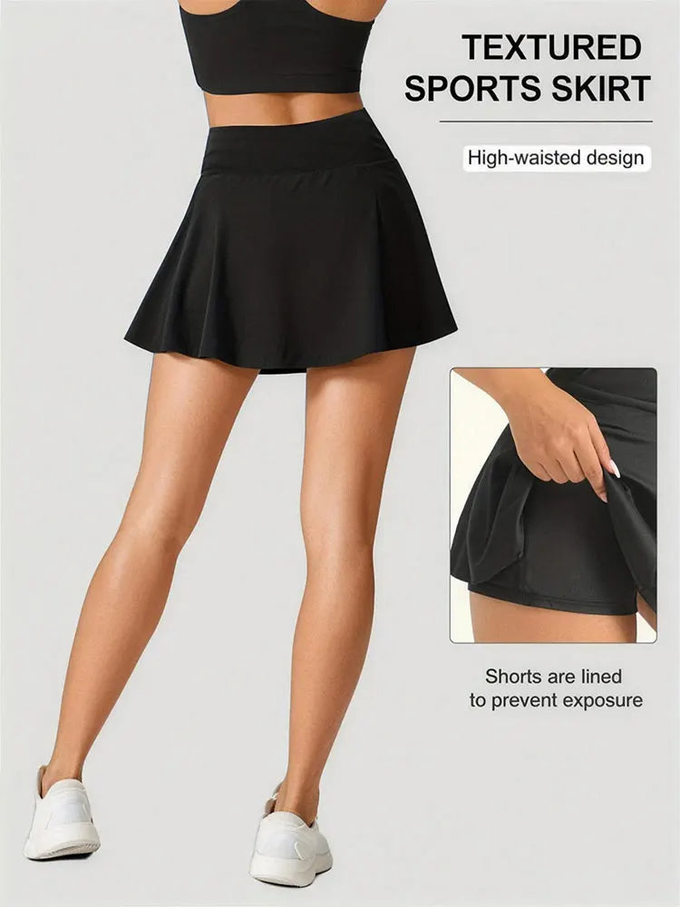 Women’s Yoga Fitness Tennis Outfit High Waist Sports Skirt Quick Dry A-Line Skort