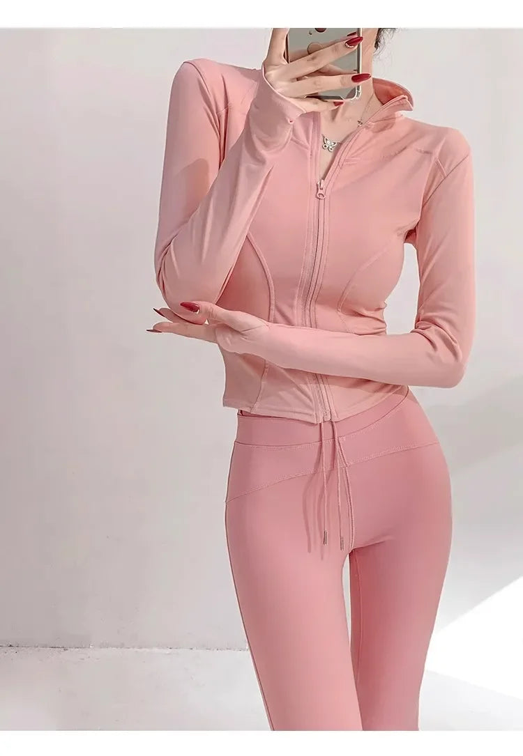 Quick Drying Sports Tight Top Yoga Jacket Long Sleeve S-3XL