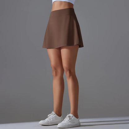 Women Tennis Skirt Ruffled Skirt With Shorts Golf Wear High Waist Breathable Yoga Skort