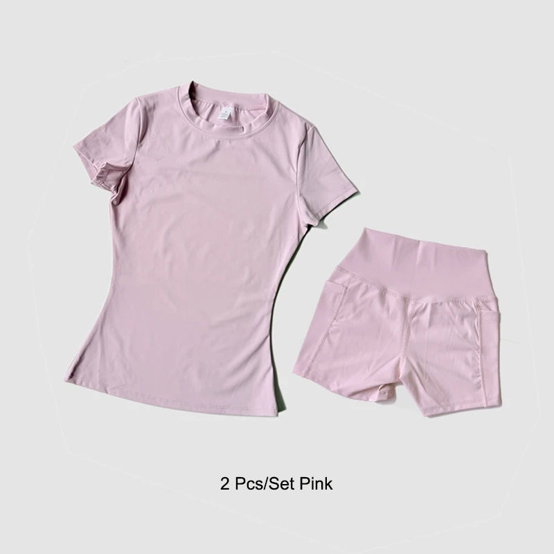 Sports Sets Fitness Hip-lifting Tight Top Short Sleeve