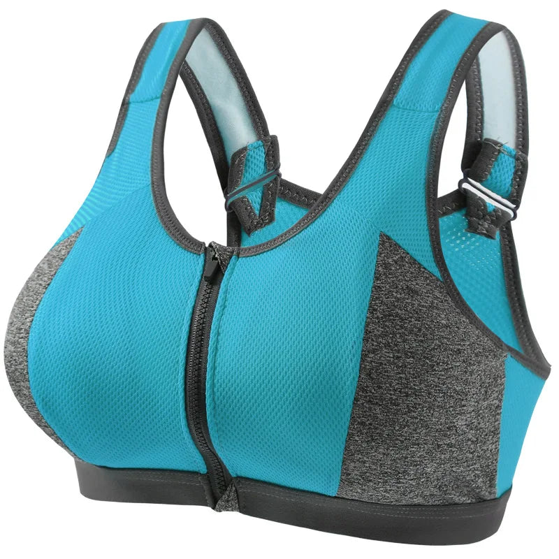 Yoga Sports Bra Push Up Sportwear Workout Vest for Women Front Zipper