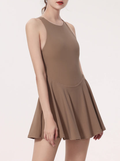 Tennis Dress One-Pieces Slim Fit Soft Athletic Dress with Chest Pads Workout Dress Golf Clothes