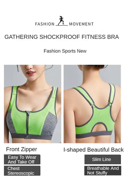 Yoga Sports Bra Push Up Sportwear Workout Vest for Women Front Zipper