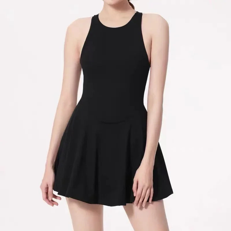 Tennis Dress One-Pieces Slim Fit Soft Athletic Dress with Chest Pads Workout Dress Golf Clothes