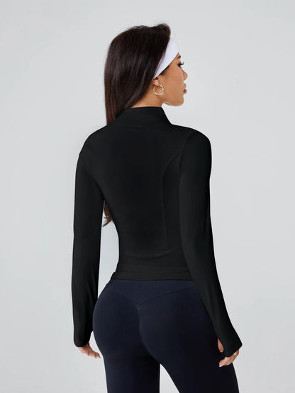 Long-Sleeve Fitted Athletic Jacket Ideal for Running, Gym Workouts & Yoga