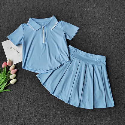 Tennis Suit Sports Tops Short POLO Shirt Quick-drying Breathable Short-sleeved Fitness Suit Skirts and Pants