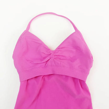 Longline Strappy Top Sports Fitness Tank Top Gym Beautiful Open Back Bra Halter