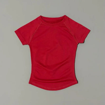 Short Sleeve T Shirt Summer Short Sleeve Round Neck Breathable Stretchy Gym