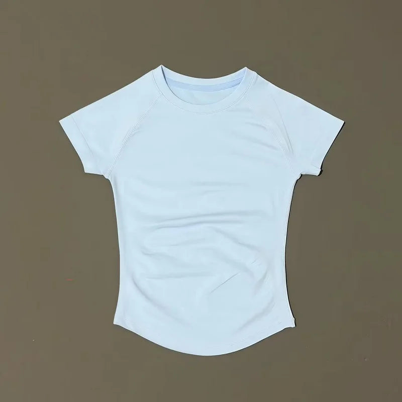 Short Sleeve T Shirt Summer Short Sleeve Round Neck Breathable Stretchy Gym