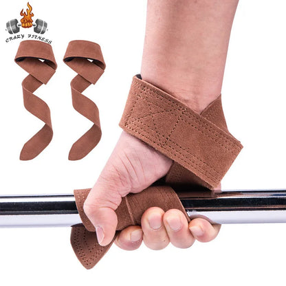 Leather Weight Lifting Wrist Straps Pull-ups Bands Gym Lifting Straps with Non Slip Cowhide Grip