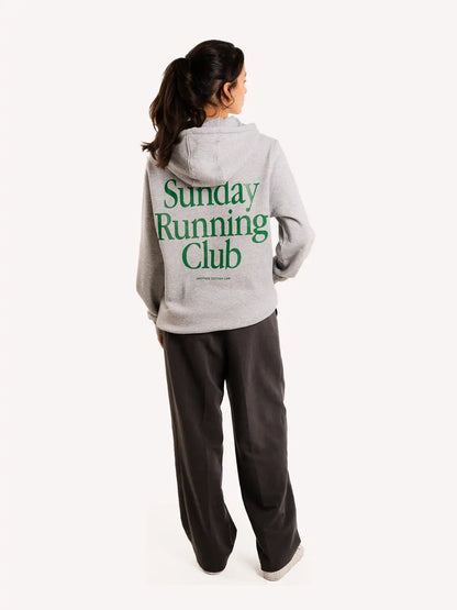 Sunday Running Club Oversized Hoodie Warm in Autumn Winter Thick Fleece Warmth Pullover