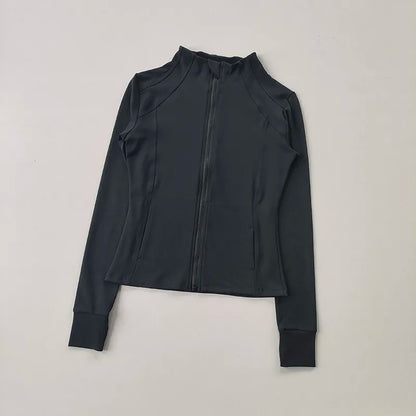 Outdoor Sports Long Sleeved Women Slim Quick Dry Zipper Cardigan Stand Up Collar Jacket