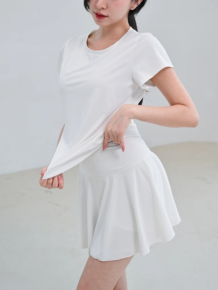 style tennis sports set gym top short sleeve running quick-drying short skirt