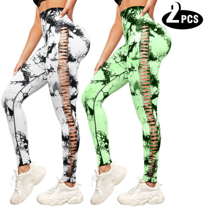 2 Pack High Waisted Sexy Butt Lifting Seamless Solid Color Yoga Leggings Elastic And Breathable Fitness Sports Pants