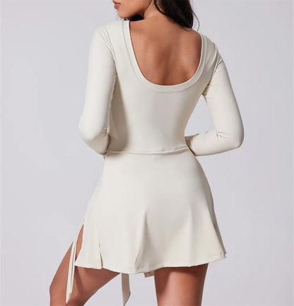 Tennis Dress for Women with Built in Shorts Athletic Dresses Sleeveless Boat Neck Active Workout Skort Dress