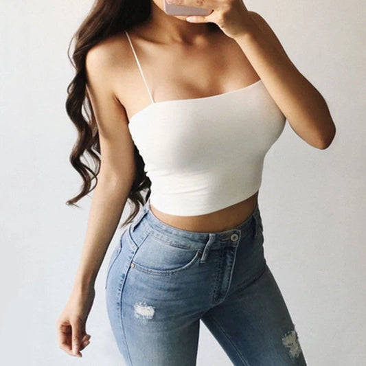 Summer Fashion Tanks Tops Sexy Vest Sleeveless Cotton Straps Camis Fitness Bustier Crop Top Seamless Tees