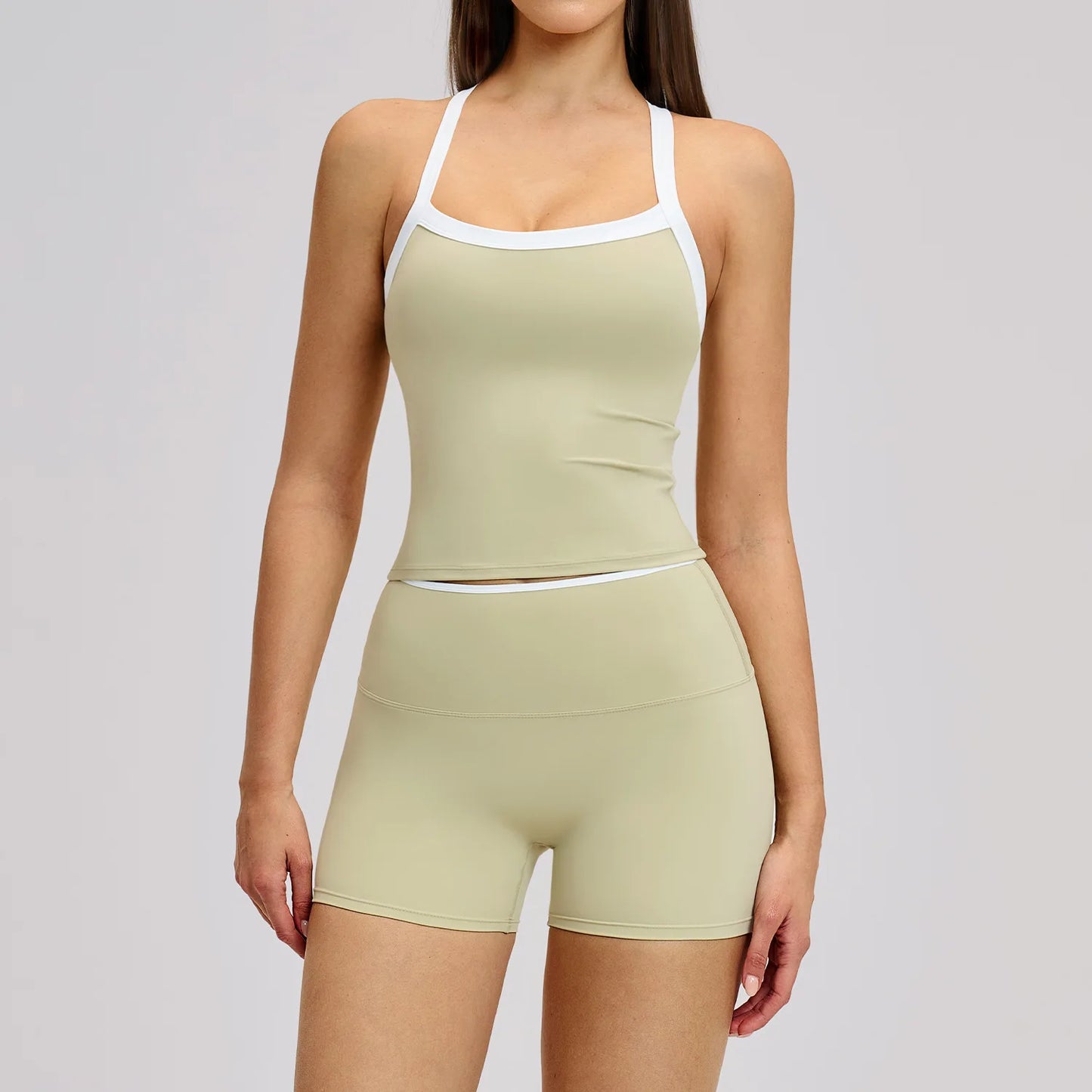 Yoga Set for Women Tight-fitting Gym Outfit Sportswear Yoga Vest Running Shorts Fitness Clothes