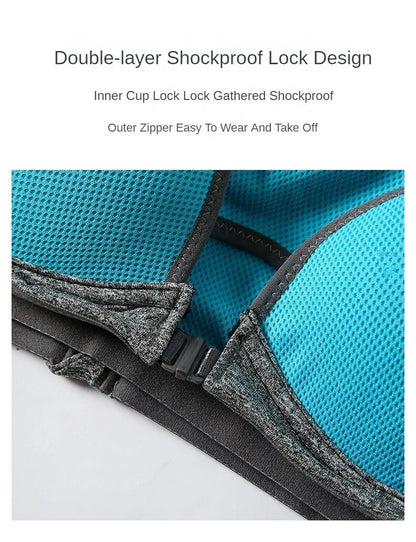 Yoga Sports Bra Push Up Sportwear Workout Vest for Women Front Zipper